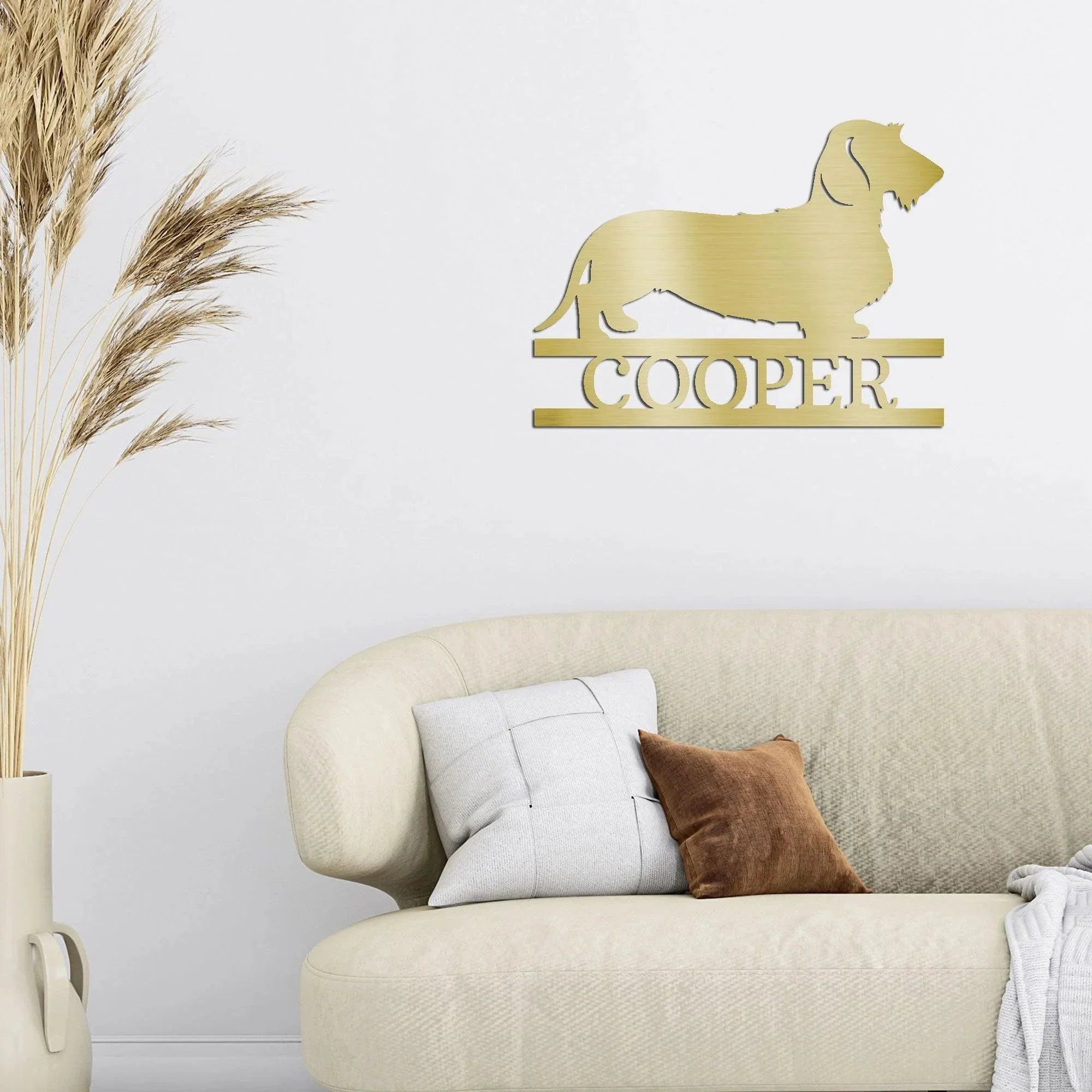 Dachshund Wire Haired Custom Name Metal Wall Sign