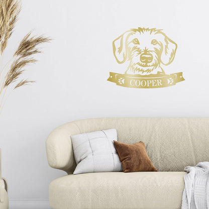 Dachshund Face Wire-haired Custom Name Metal Art Wall Sign - Mallard Moon Gift Shop