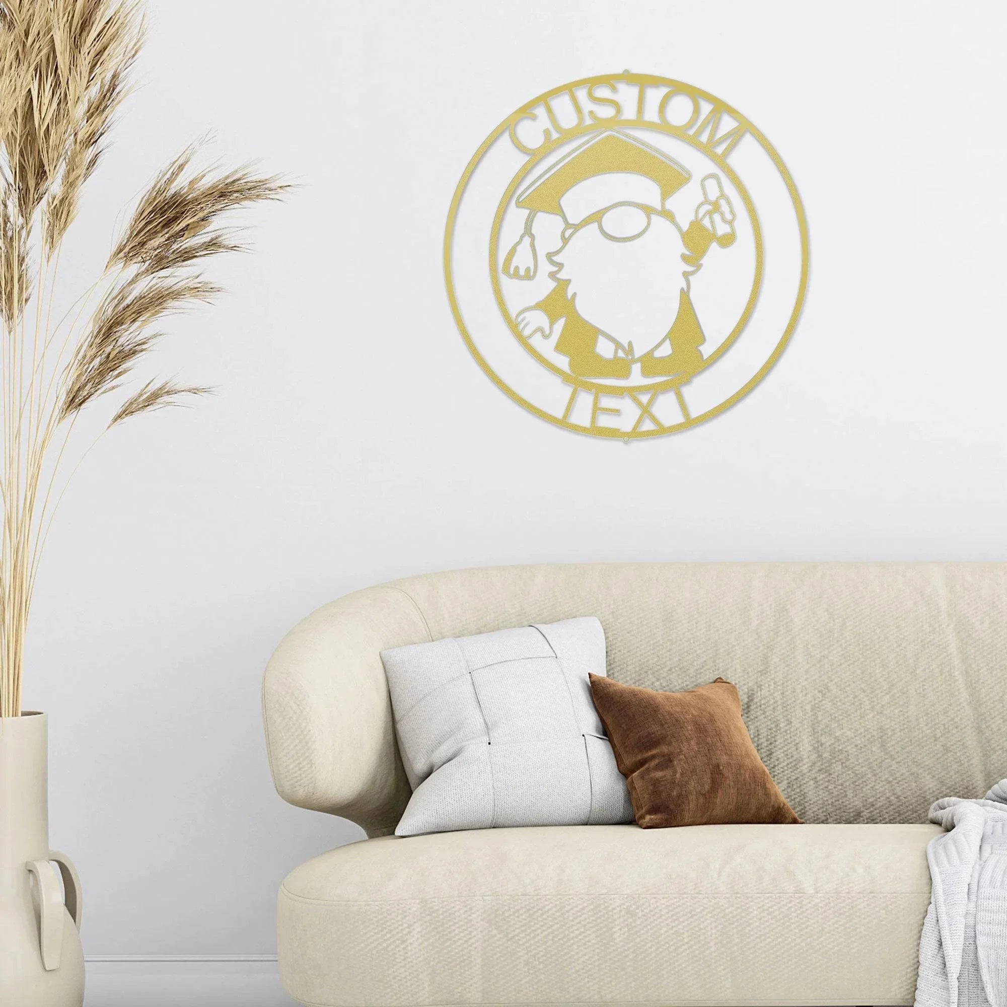 Gnome Graduate Custom Name Metal Art Wall Sign Home Decor