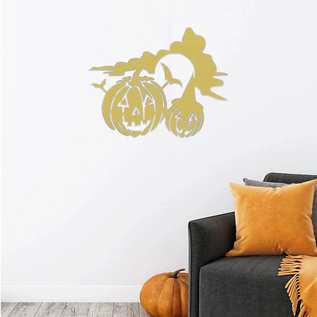Spooky Halloween Pumpkins Metal Wall Art Sign