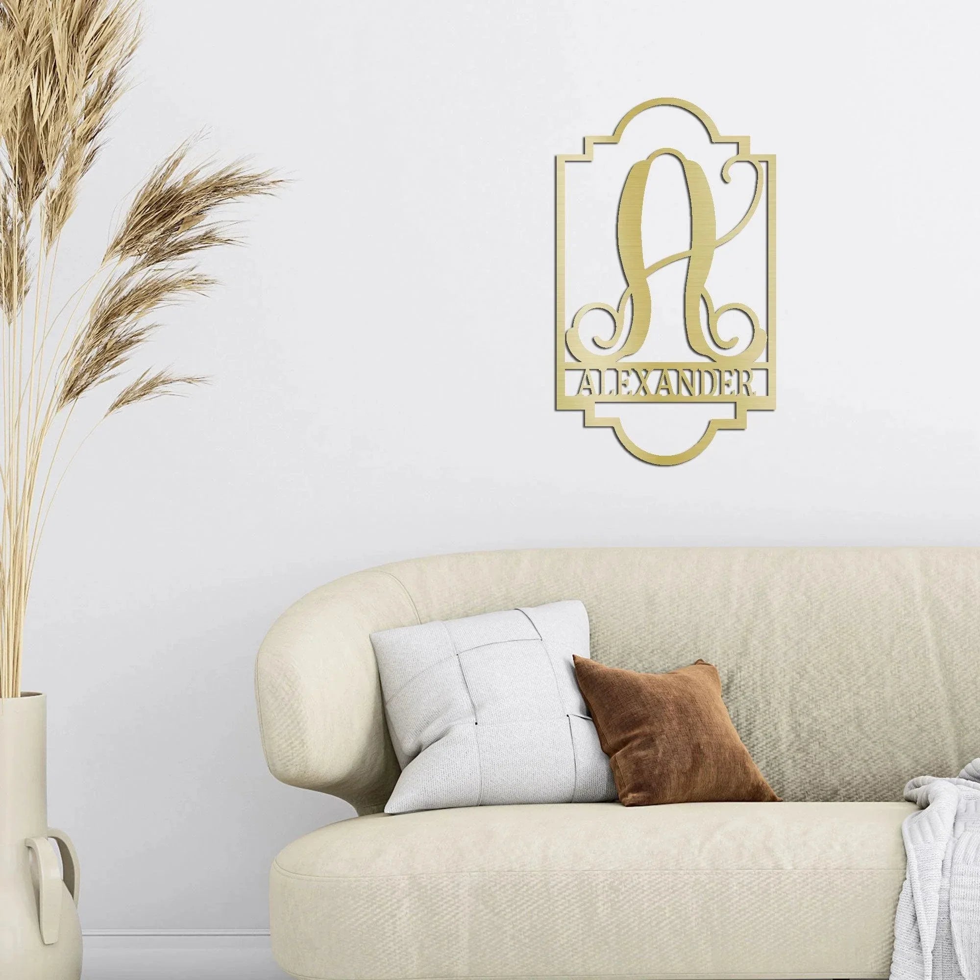Regal Monogram Custom Name and Initial Metal Wall Art