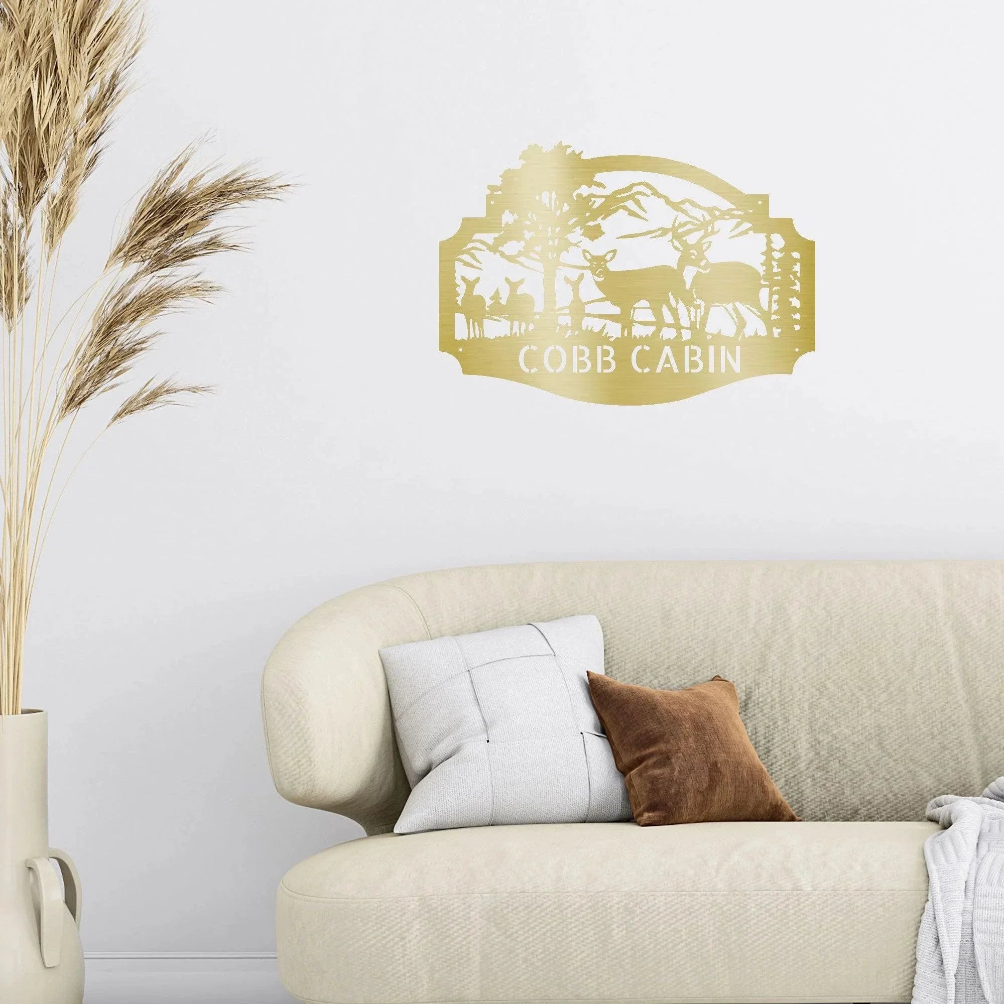 Deer Family Custom Name Metal Art Wall Sign Housewarming Wedding Anniversary Birthday