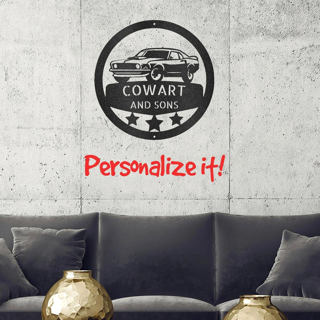 Classic Sports Car Personalized Garage Workshop Man Cave Steel Wall Sign