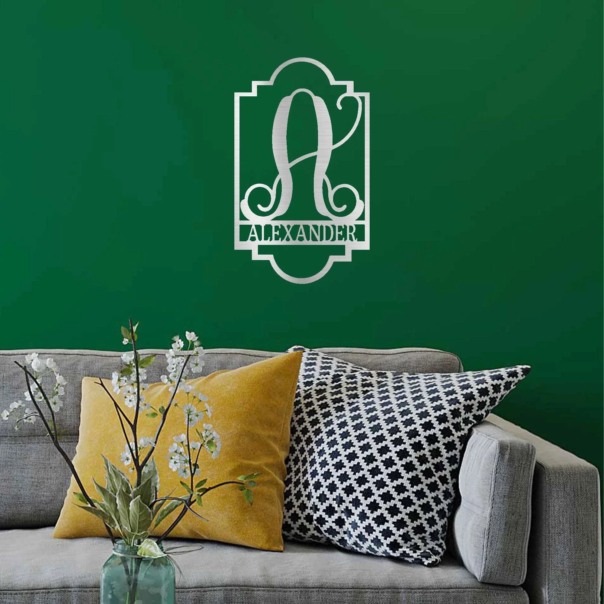 Regal Monogram Custom Name and Initial Metal Wall Art