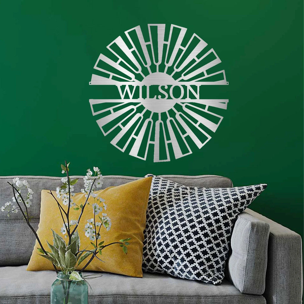 Windmill Custom Name Steel Wall Sign Metal Art
