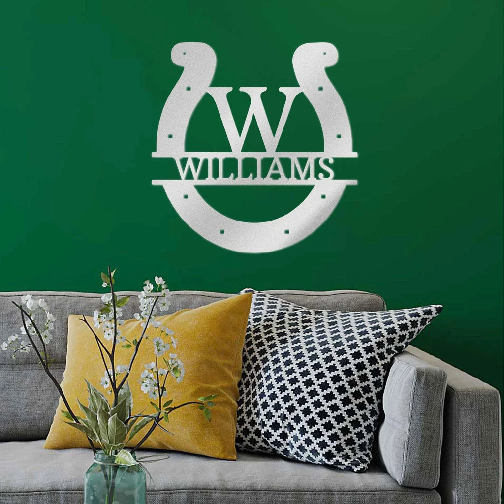 Horseshoe Custom Name and Initial Metal Art Wall Sign