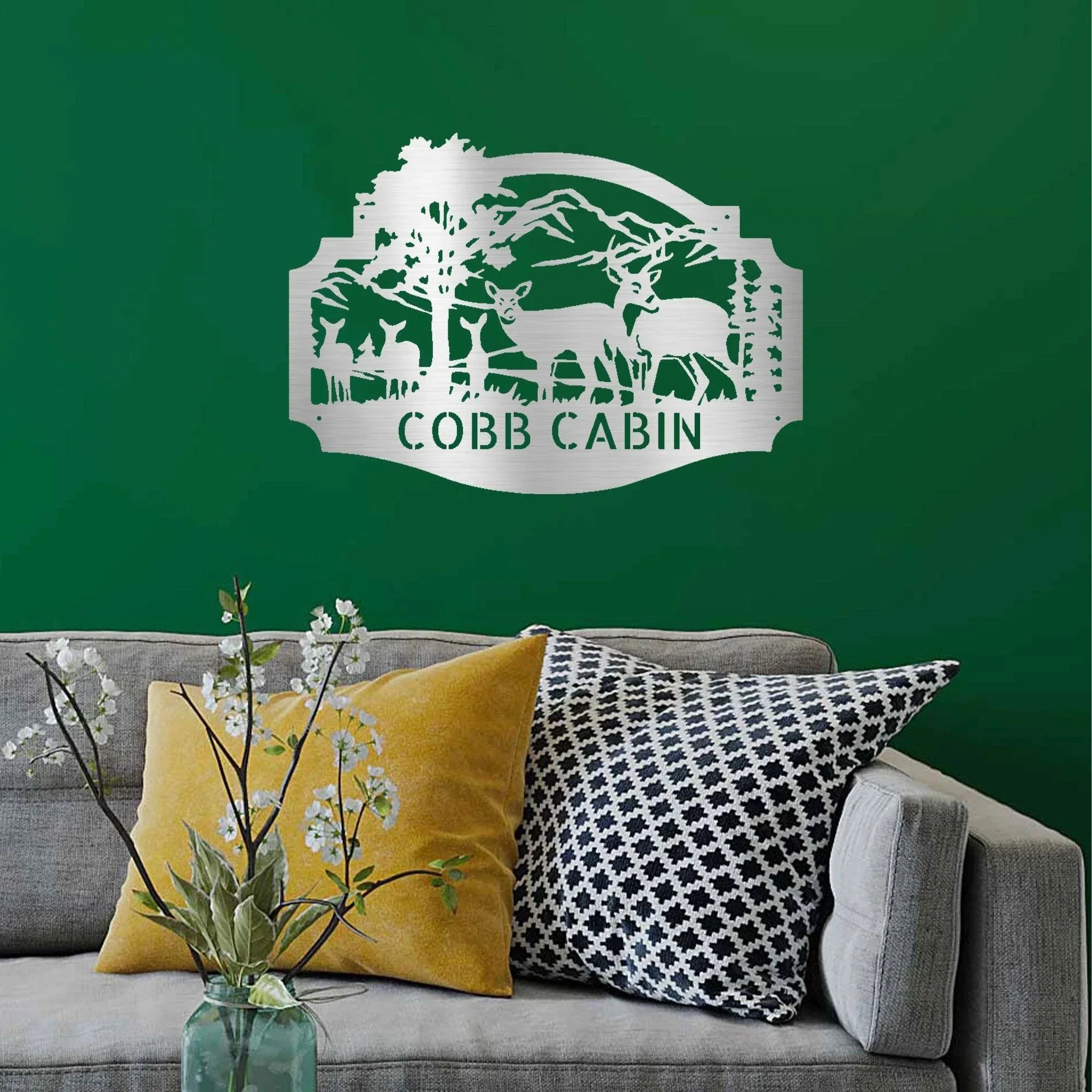 Deer Family Custom Name Metal Art Wall Sign Housewarming Wedding Anniversary Birthday