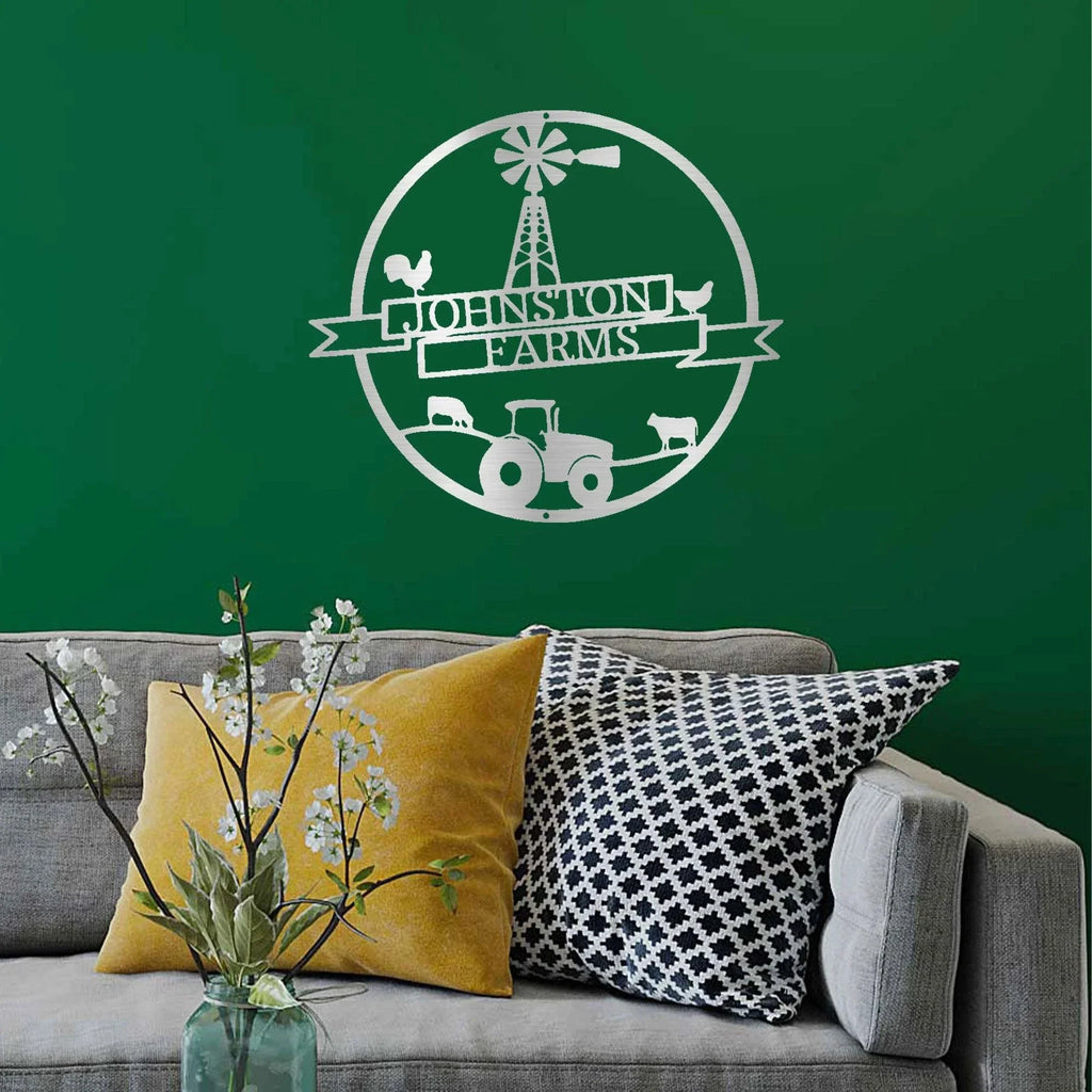 Farm Banner Custom Monogram Metal Sign Wall Art