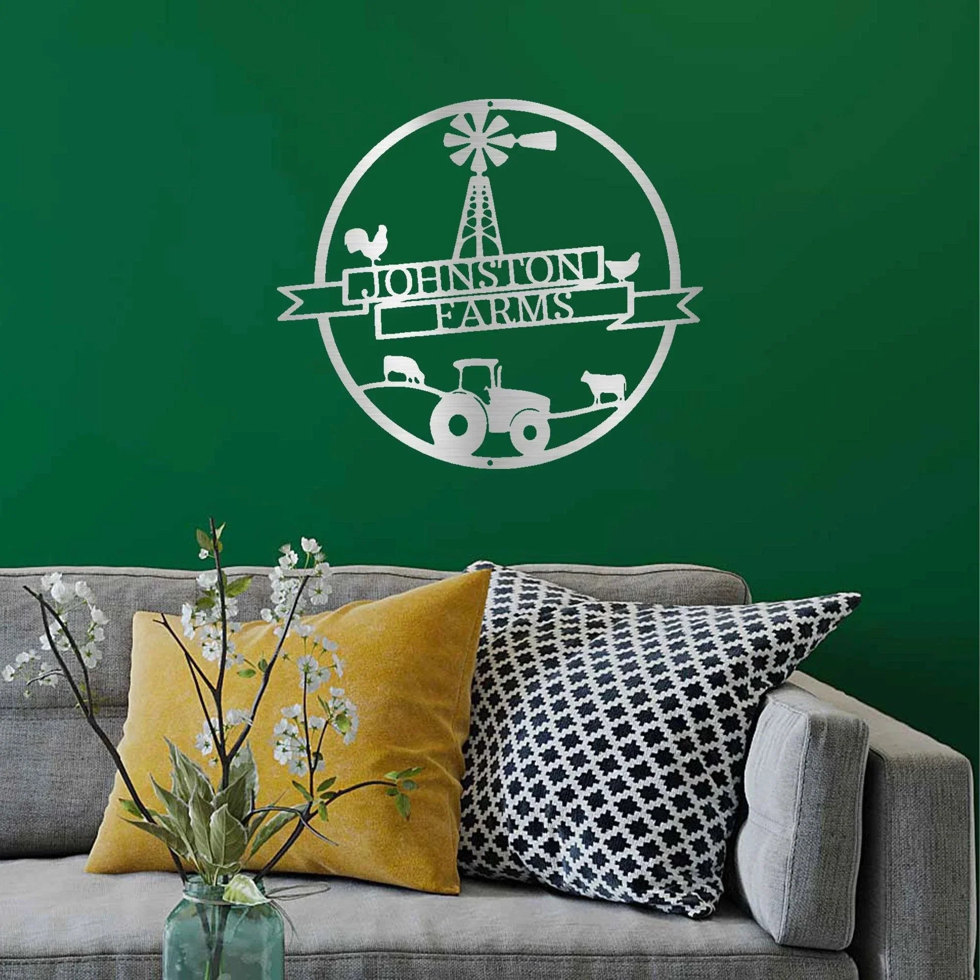 Farm Banner Custom Monogram Metal Sign Wall Art