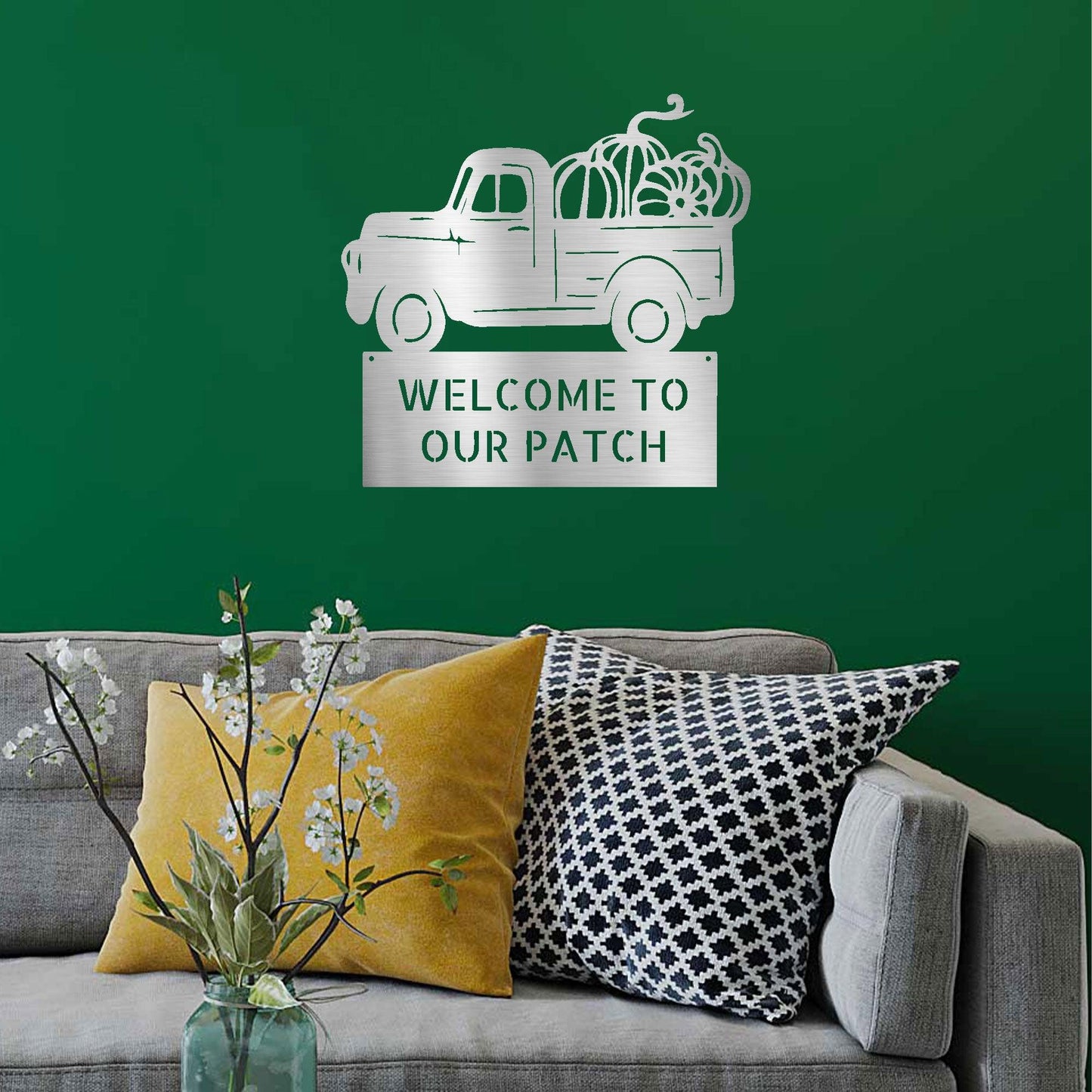 Country Truck Custom Monogram Indoor Outdoor Steel Wall Sign - Mallard Moon Gift Shop