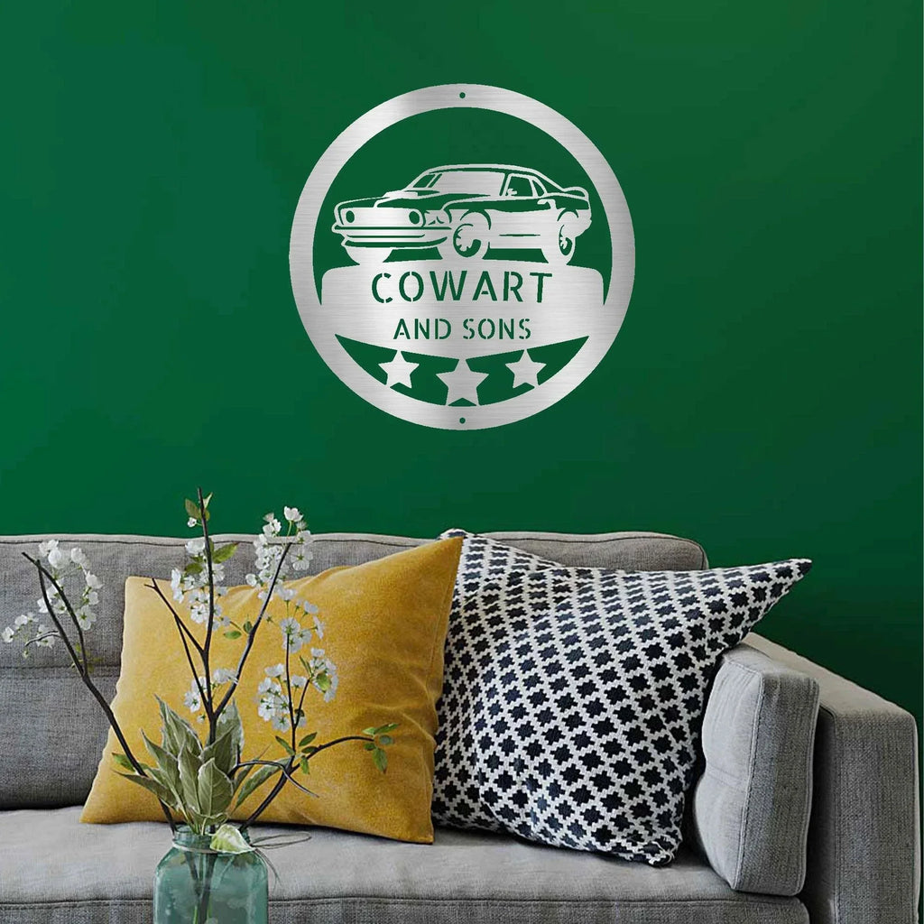 Classic Sports Car Personalized Garage Workshop Man Cave Steel Wall Sign
