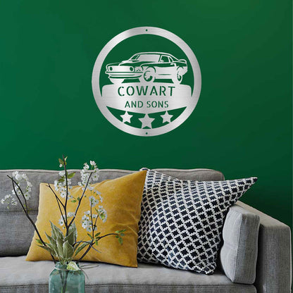 Classic Sports Car Personalized Garage Workshop Man Cave Steel Wall Sign - Mallard Moon Gift Shop