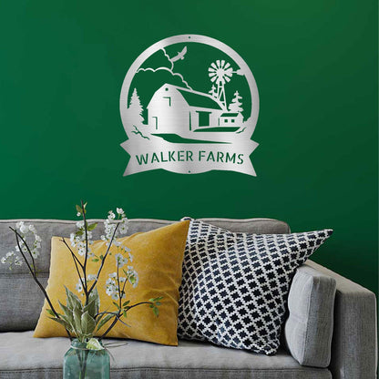 Barn Farmhouse Custom Name Metal Art Wall Sign - Mallard Moon Gift Shop