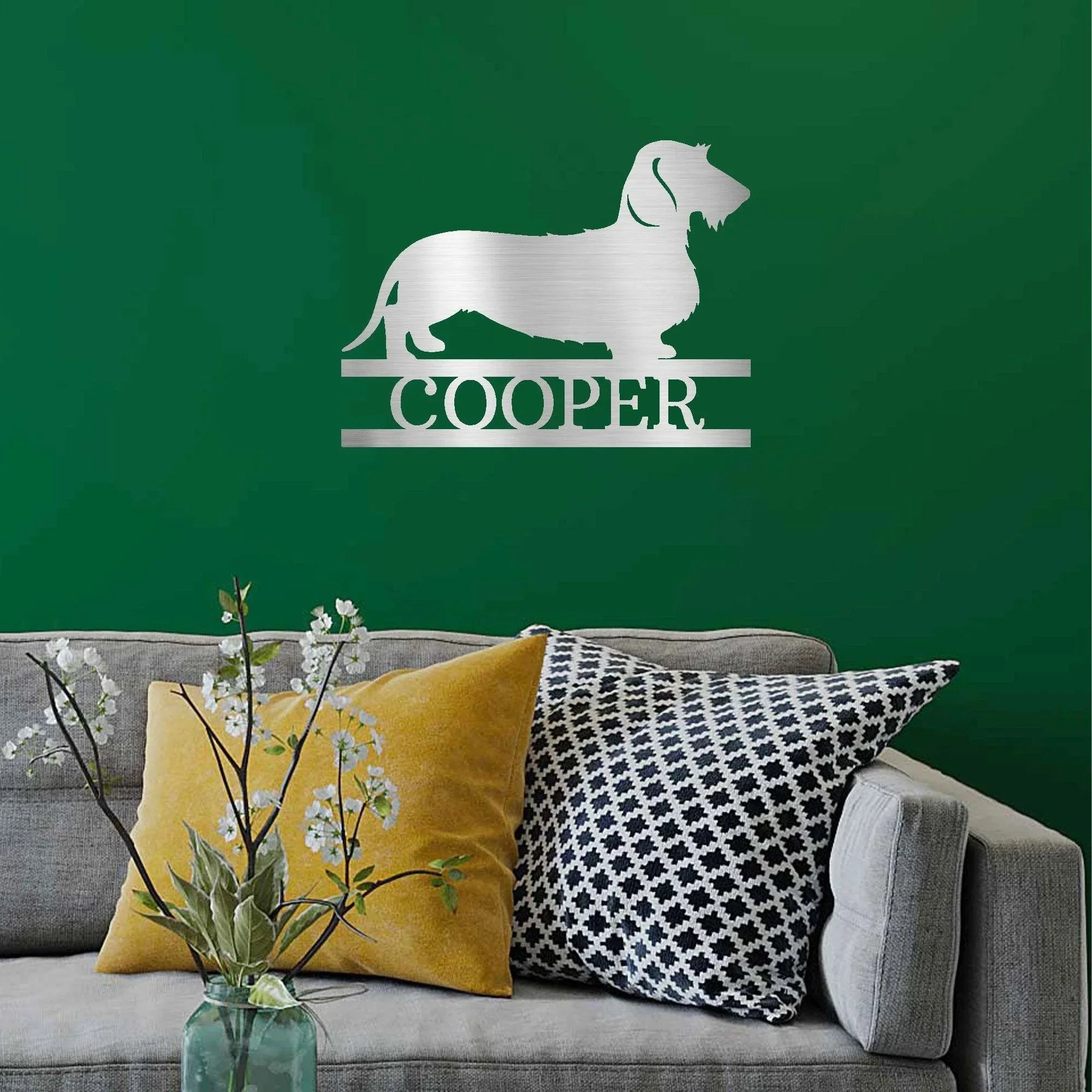 Dachshund Wire Haired Custom Name Metal Wall Sign