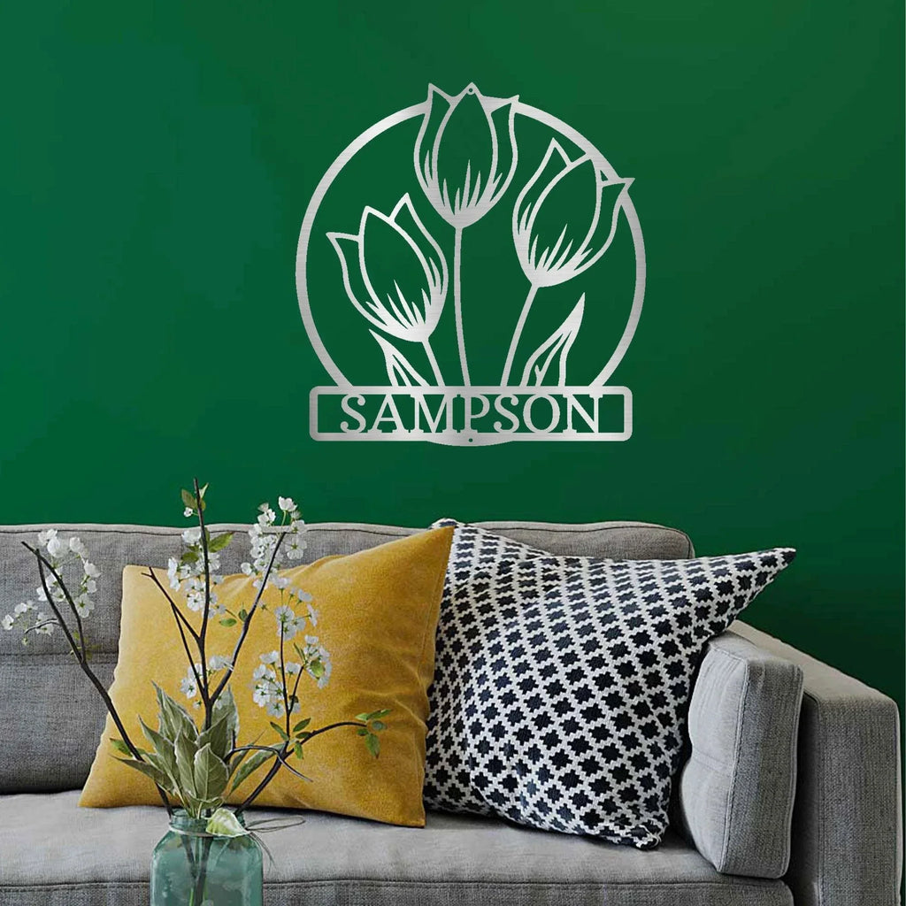 Wild Tulip Custom Name Metal Wall Art