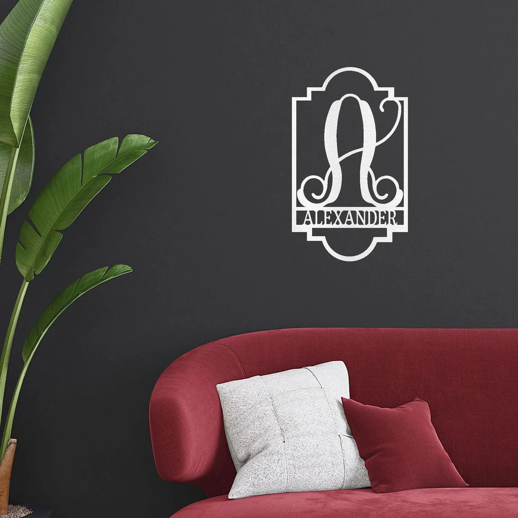 Regal Monogram Custom Name and Initial Metal Wall Art