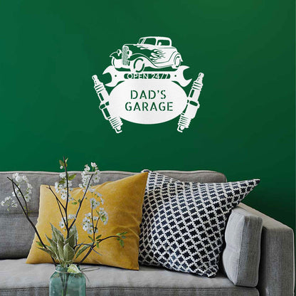 Hot Rod Mechanic Monogram Personalized Indoor Outdoor Steel Wall Sign Metal Art - Mallard Moon Gift Shop