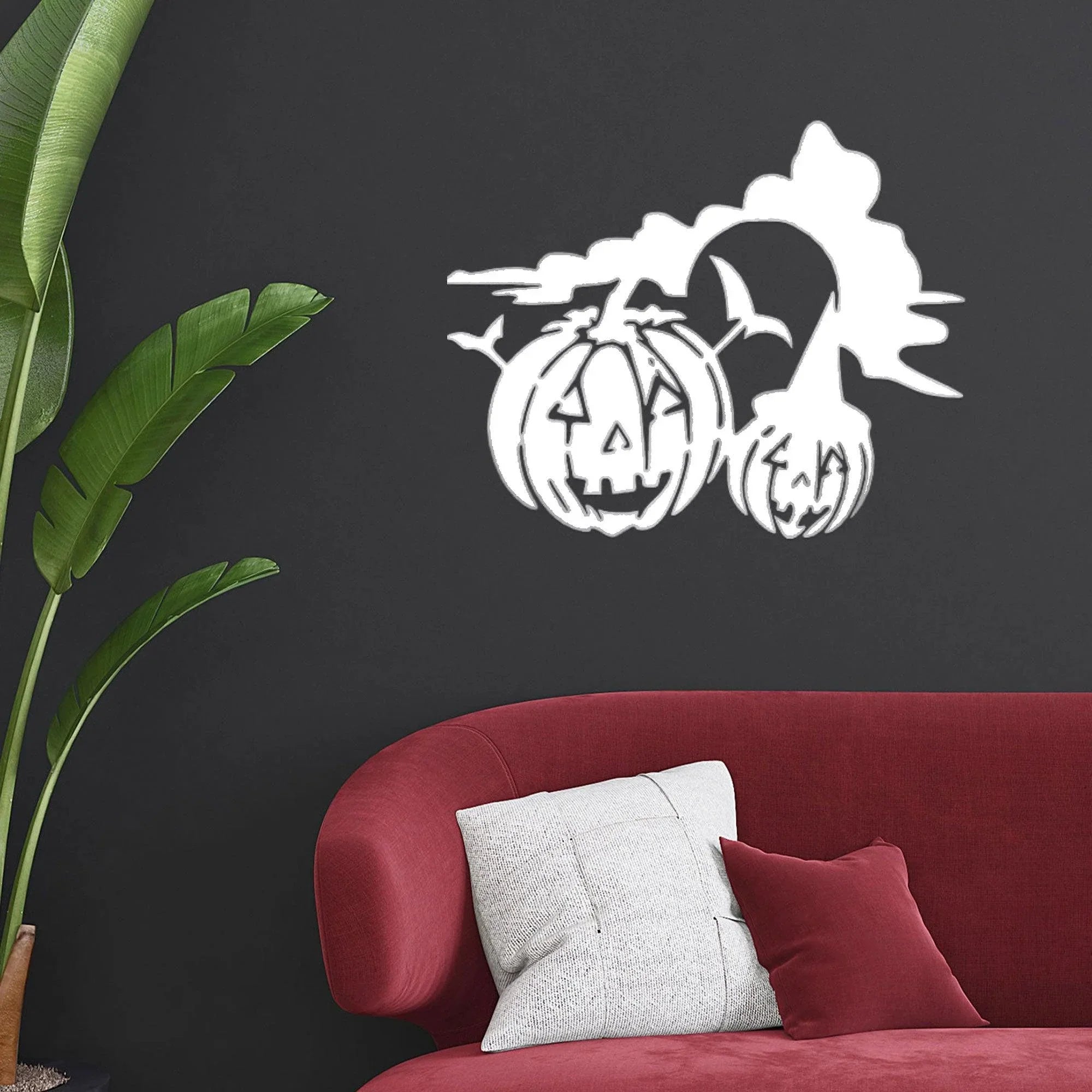 Spooky Halloween Pumpkins Metal Wall Art Sign