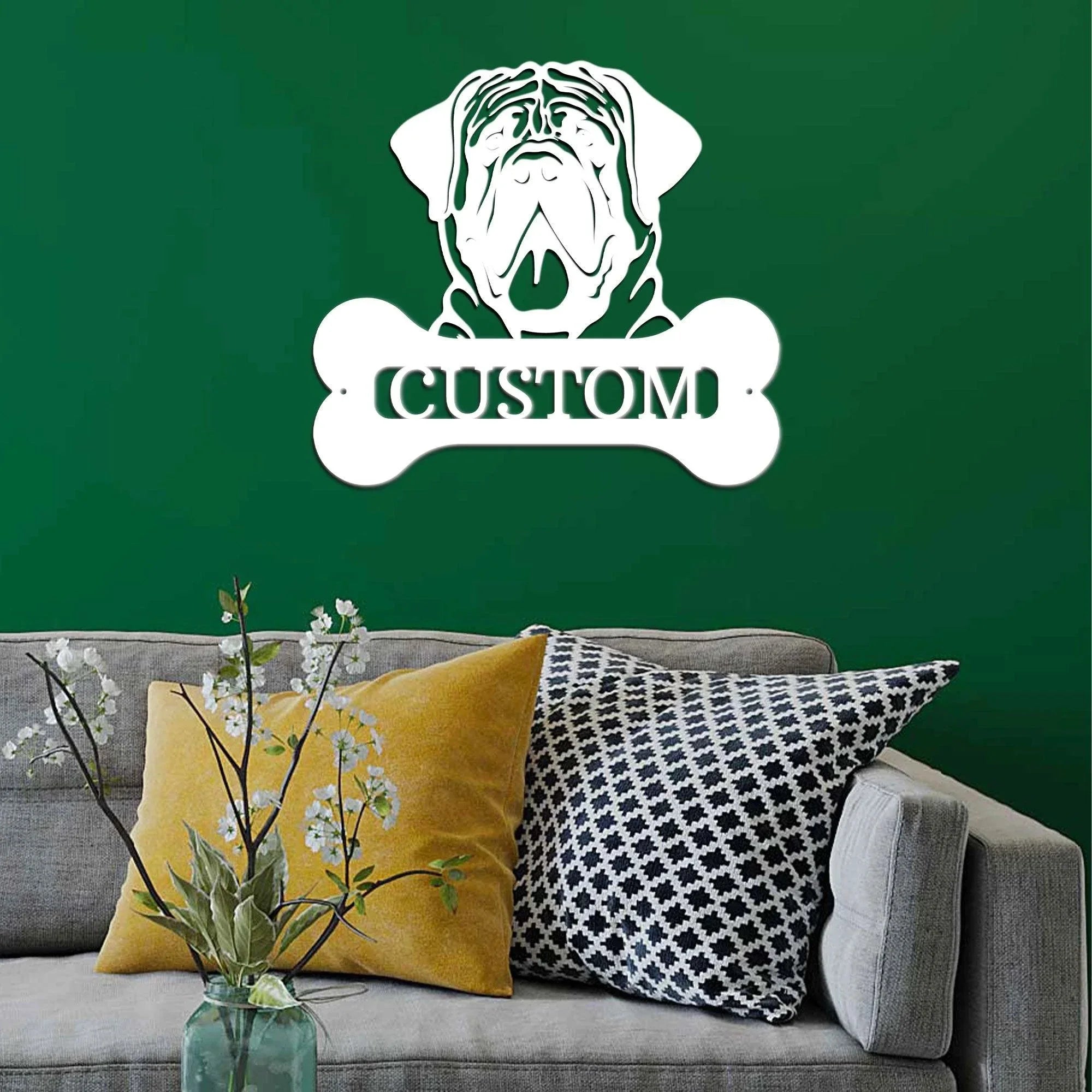 Mastiff Dog Custom Name Metal Art Wall Sign