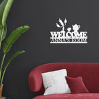 Candlestick and Teacup Beauty and the Beast Characters Welcome Custom Name Metal Art Wall Sign