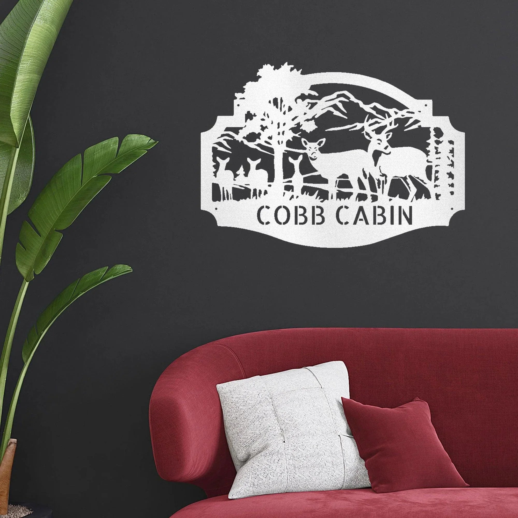 Deer Family Custom Name Metal Art Wall Sign Housewarming Wedding Anniversary Birthday