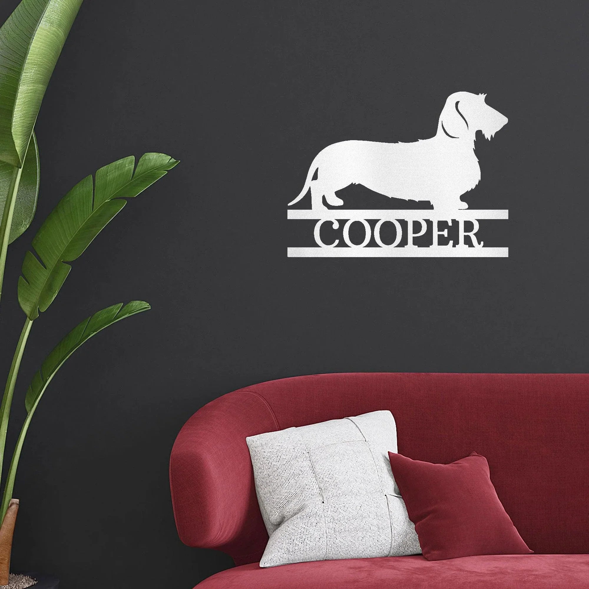 Dachshund Wire Haired Custom Name Metal Wall Sign