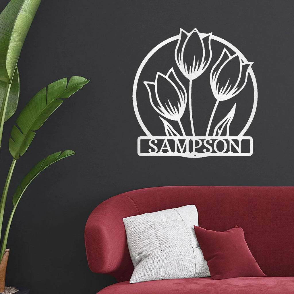 Wild Tulip Custom Name Metal Wall Art