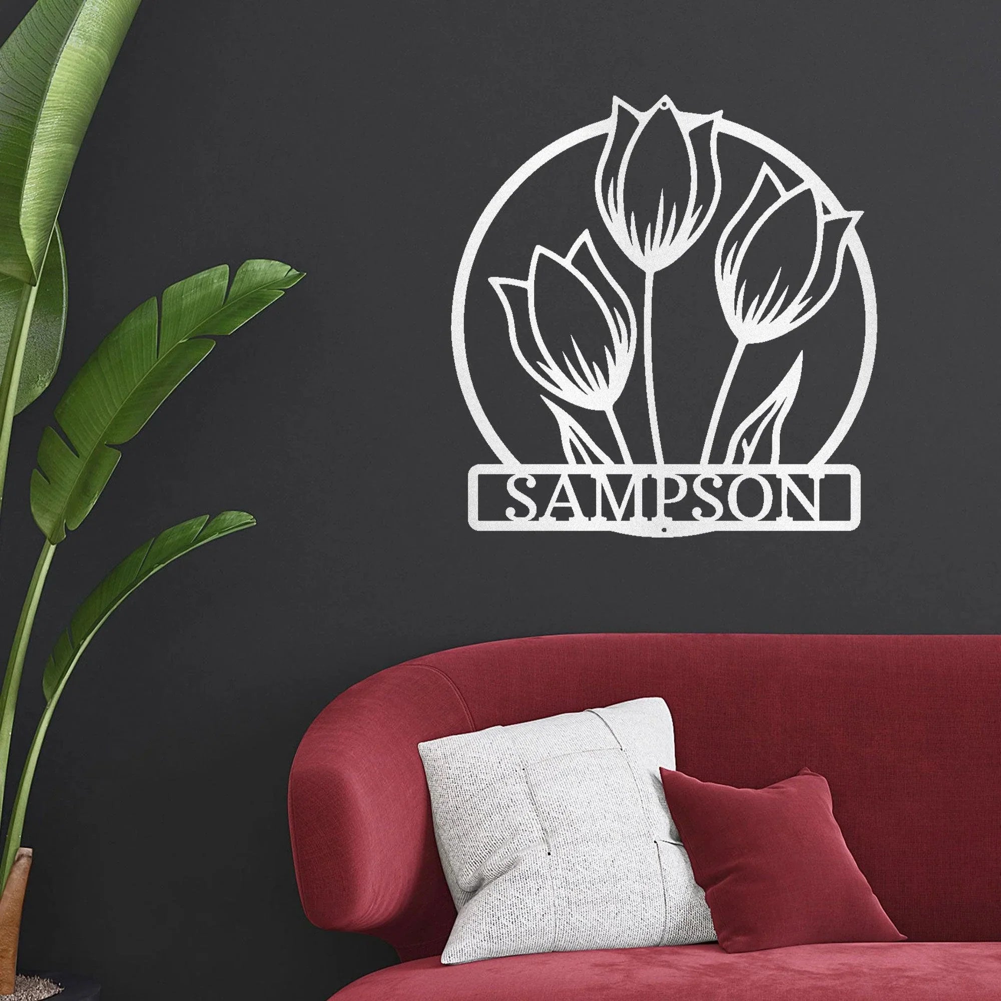 Wild Tulip Custom Name Metal Wall Art