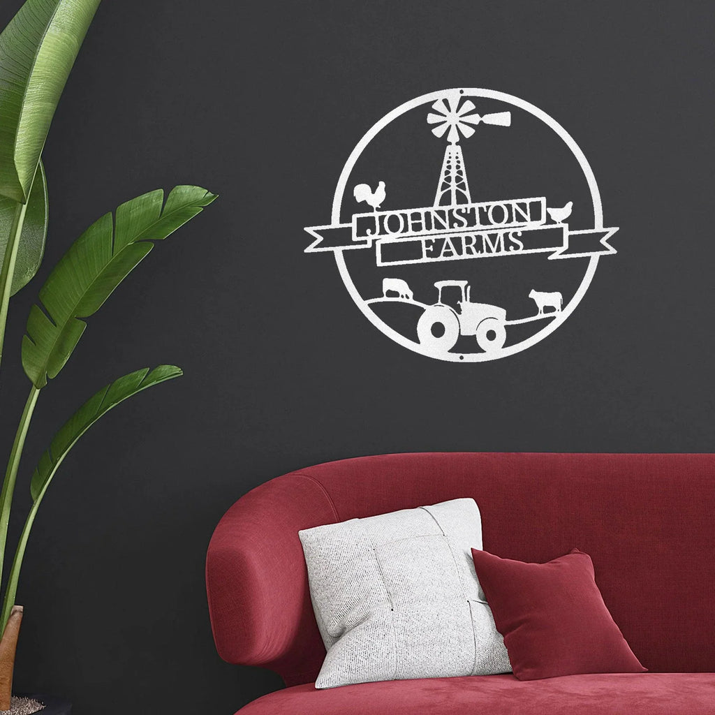 Farm Banner Custom Monogram Metal Sign Wall Art