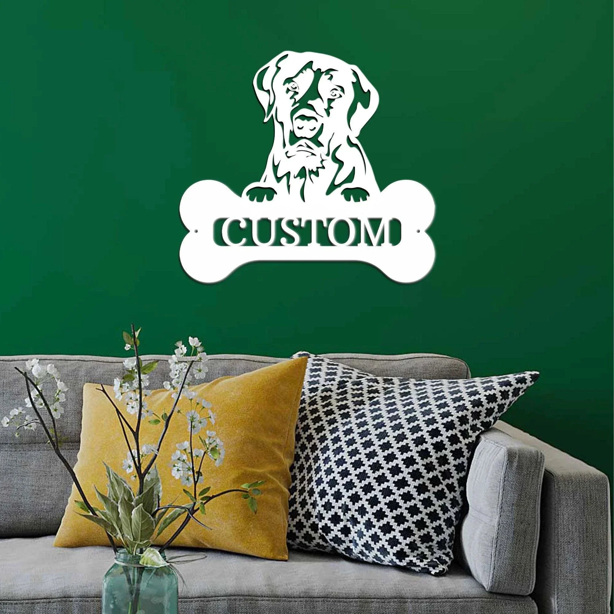 Labrador Retriever Dog Custom Name Metal Art Wall Sign