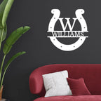 Horseshoe Custom Name and Initial Metal Art Wall Sign