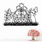 Bunny Rabbit Easter Basket Metal Art Wall Sign