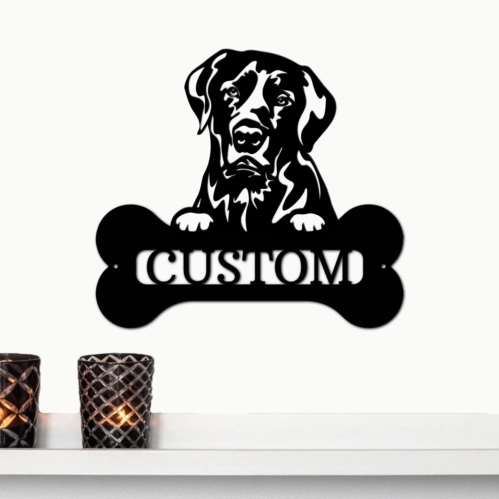 Labrador Retriever Dog Custom Name Metal Art Wall Sign