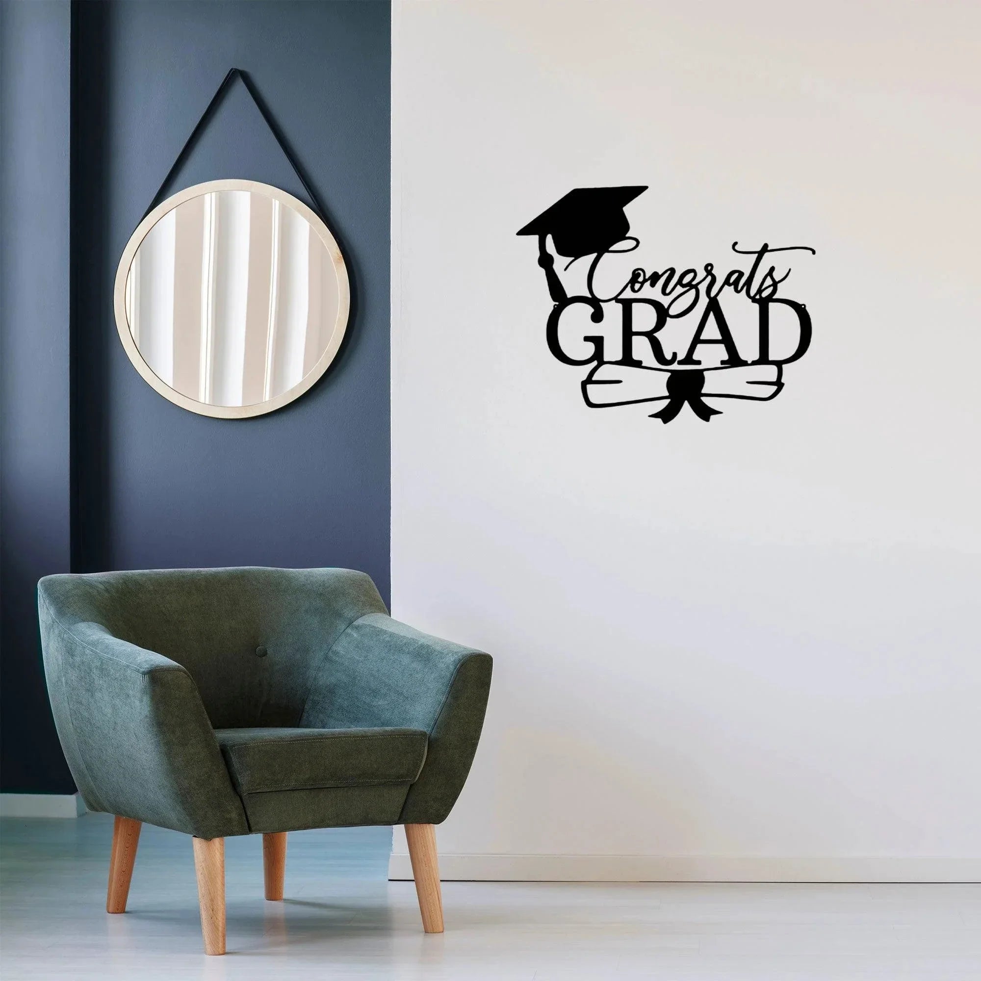Congrats Grad Cap and Diploma Metal Art Steel Wall Sign Graduation Gift