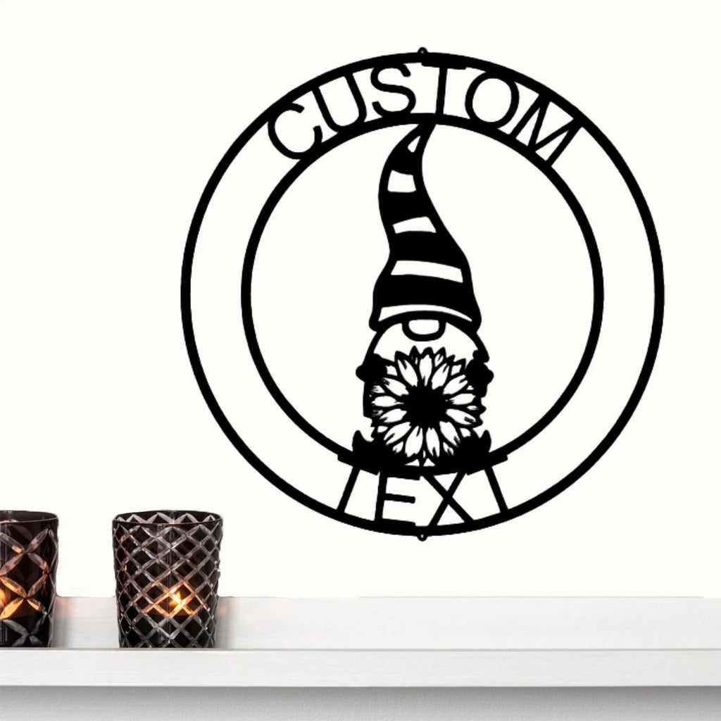 Spring Gnome Custom Name Metal Art Wall Sign Home Decor