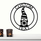 Spring Gnome Custom Name Metal Art Wall Sign Home Decor