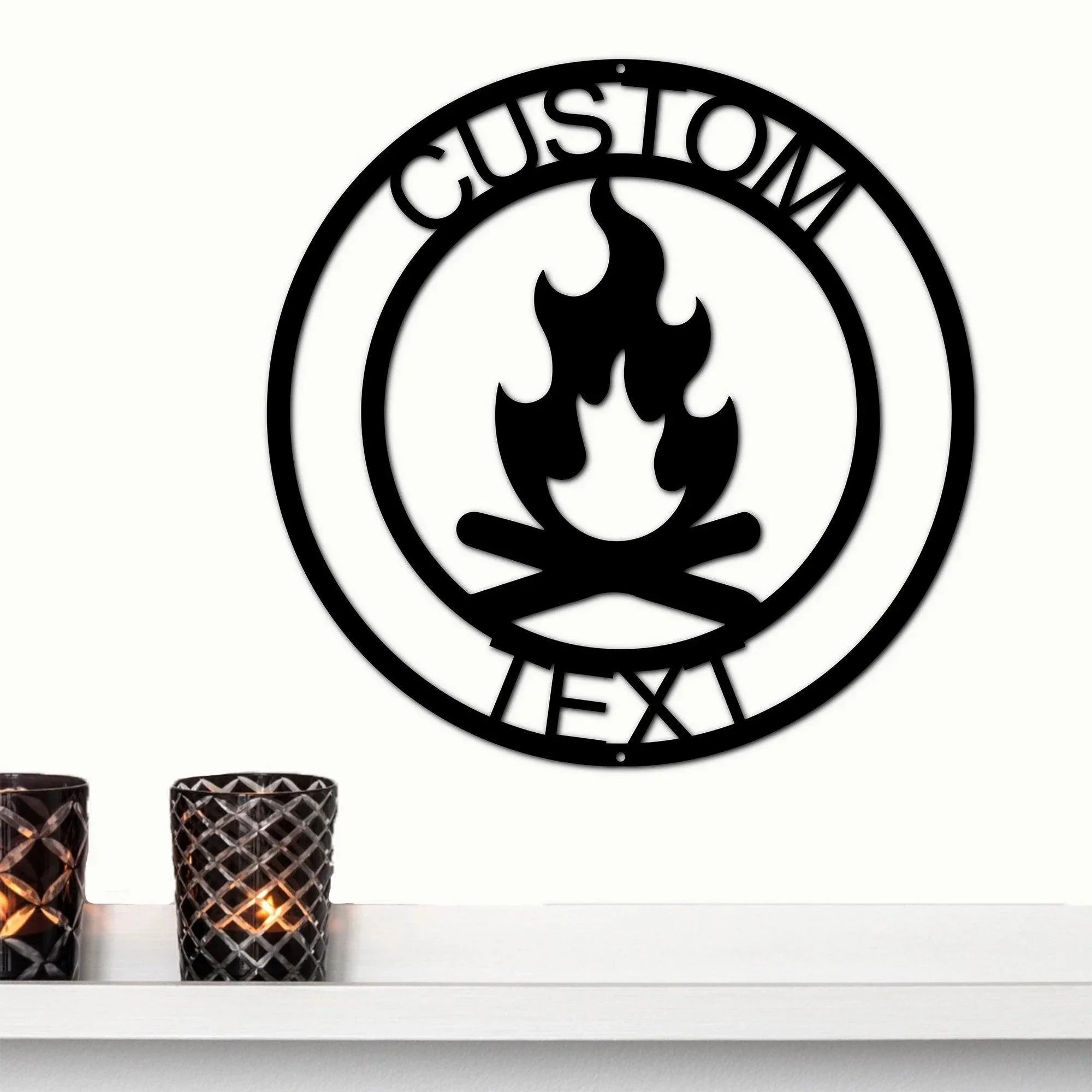 Campfire Custom Monogram Indoor Outdoor Steel Wall Sign Metal Art Home Décor