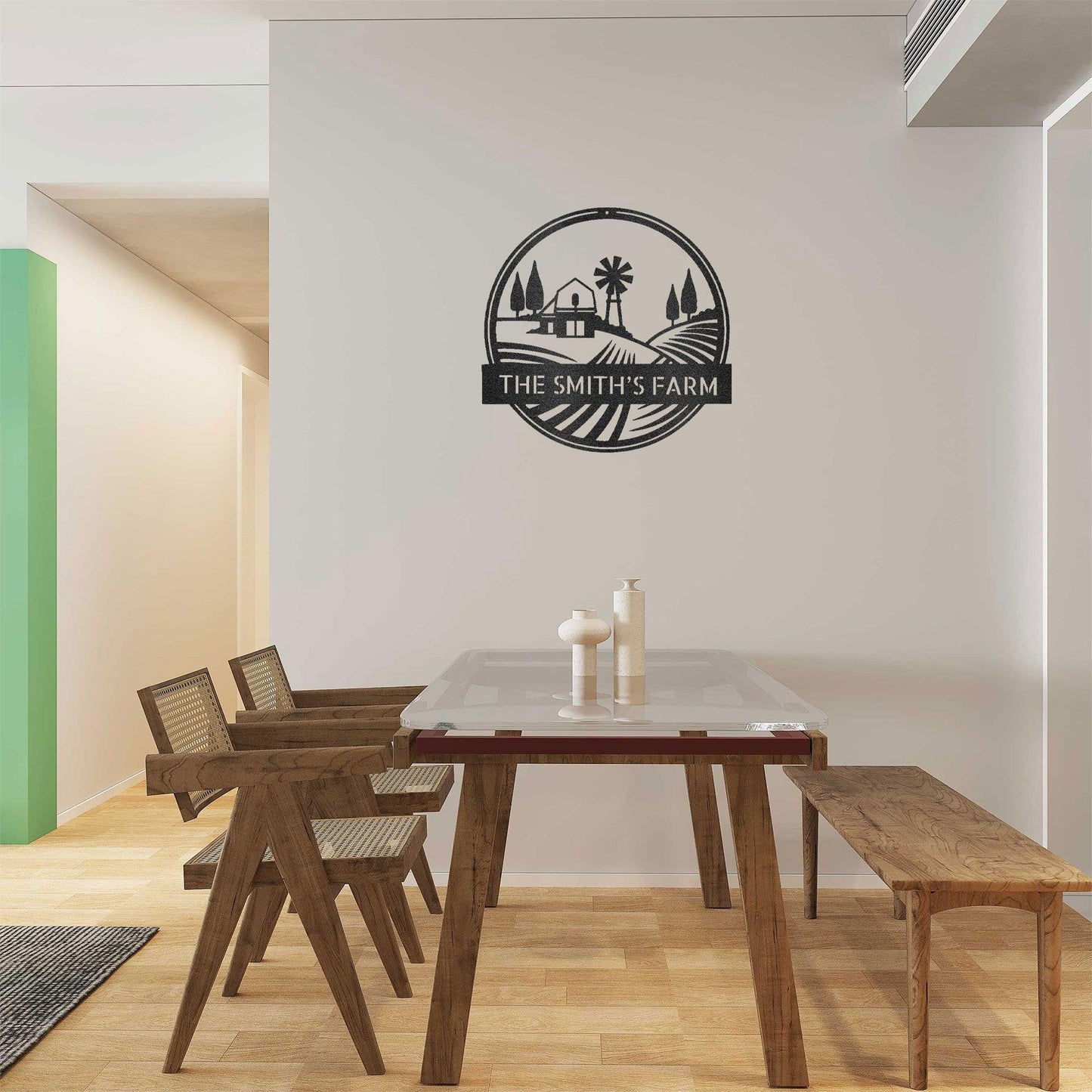 Farm Scene Custom Name Steel Wall Sign Metal Art - Mallard Moon Gift Shop