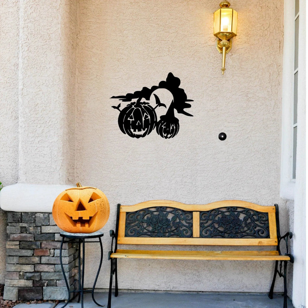 Spooky Halloween Pumpkins Metal Wall Art Sign