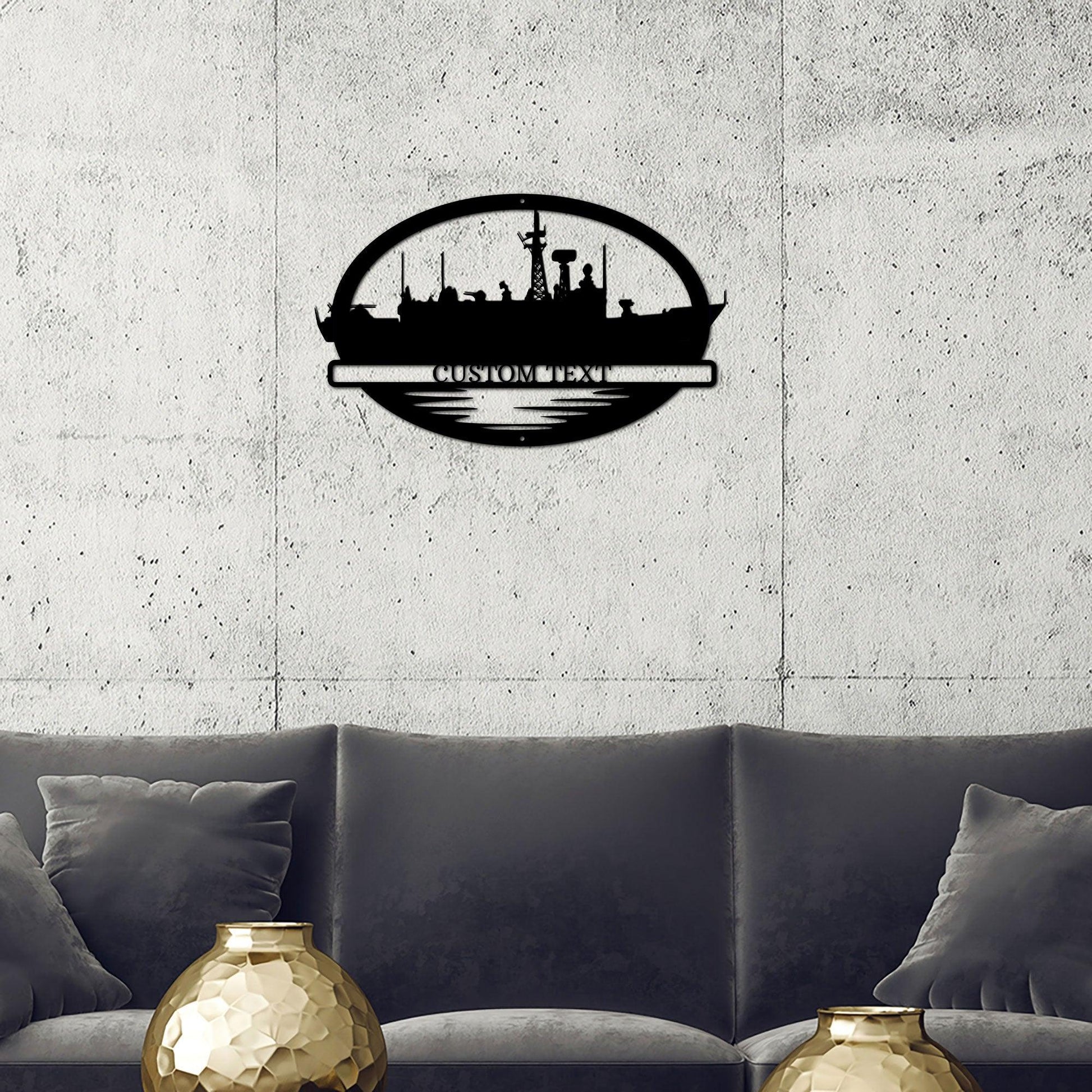 Navy Battleship USS McCluskey Silhouette Custom Metal Art Wall Sign - Mallard Moon Gift Shop