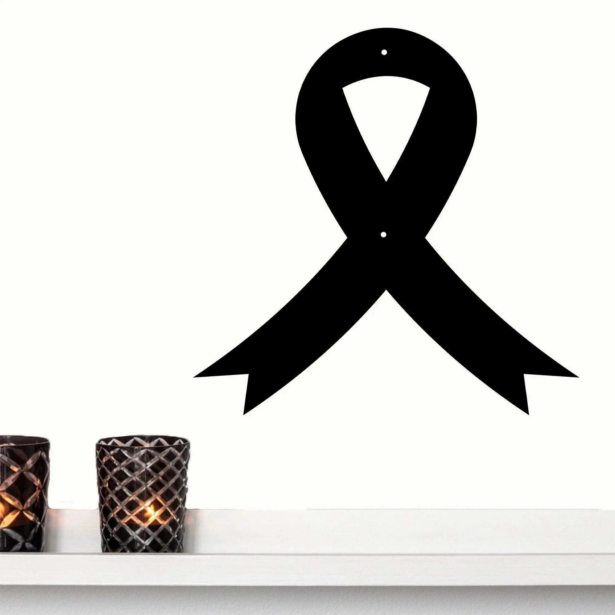 Cancer Awareness Ribbon Metal Wall Art Sign
