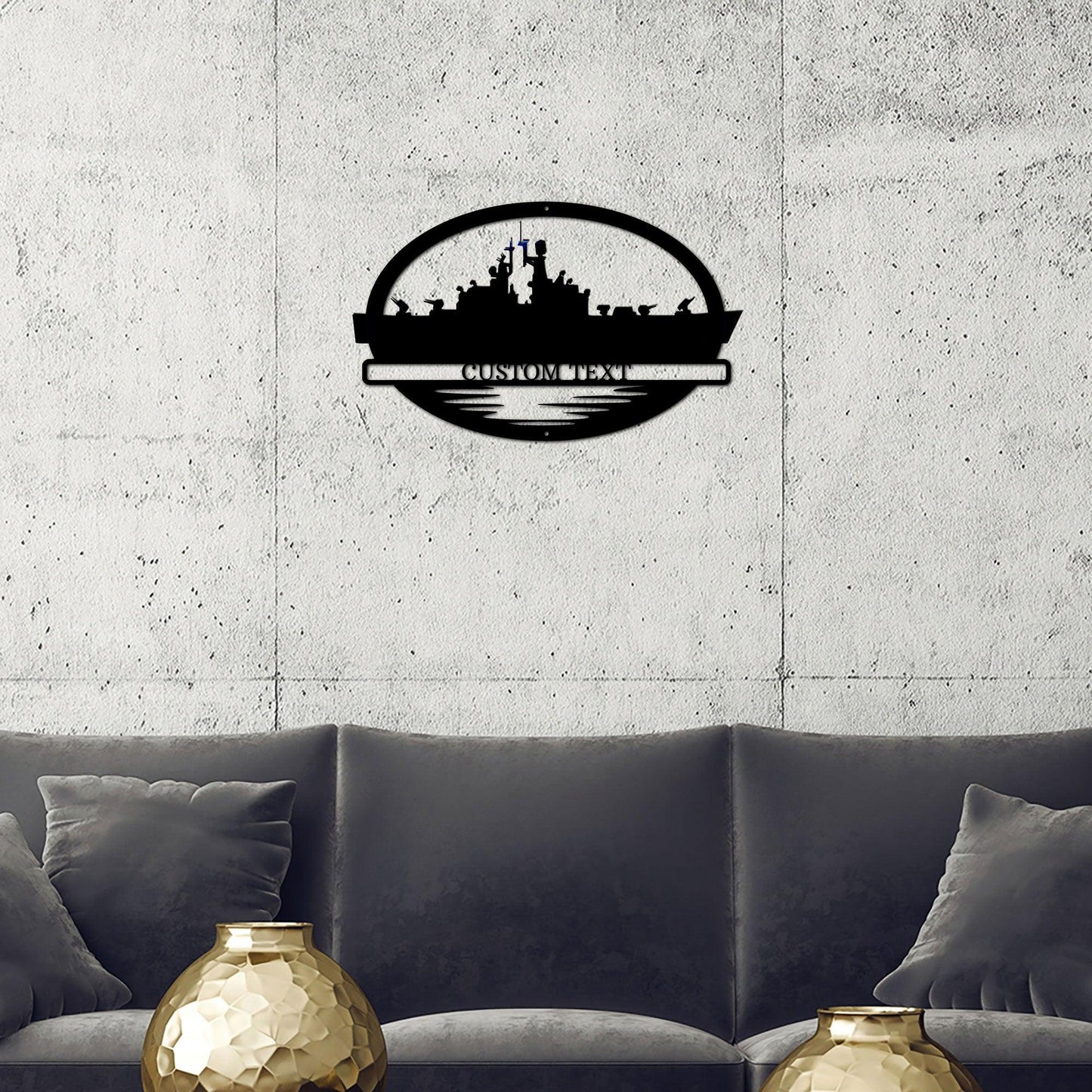 Navy Battleship USS South Carolina Silhouette Custom Metal Art Wall Sign - Mallard Moon Gift Shop