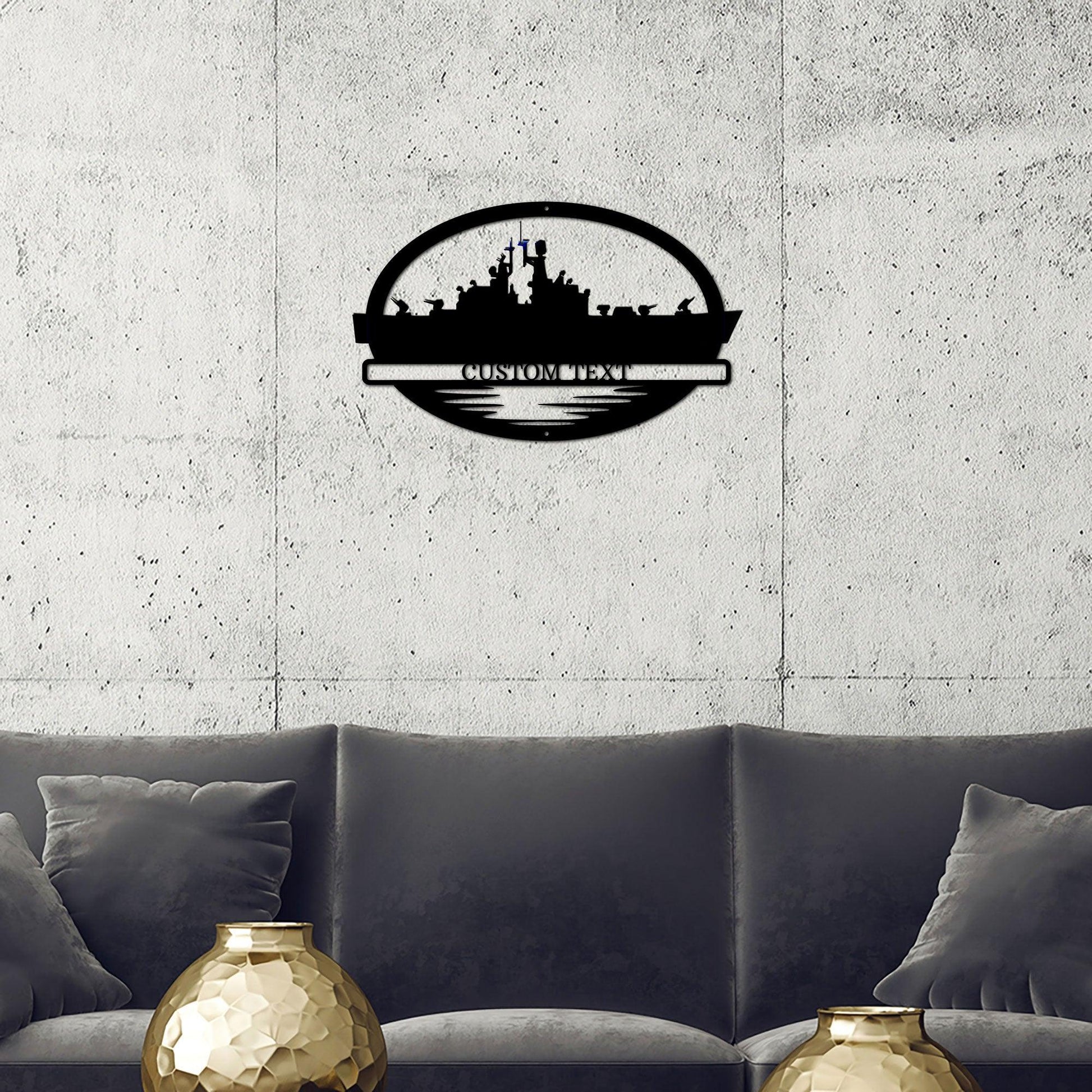 Navy Battleship USS South Carolina Silhouette Custom Metal Art Wall Sign - Mallard Moon Gift Shop