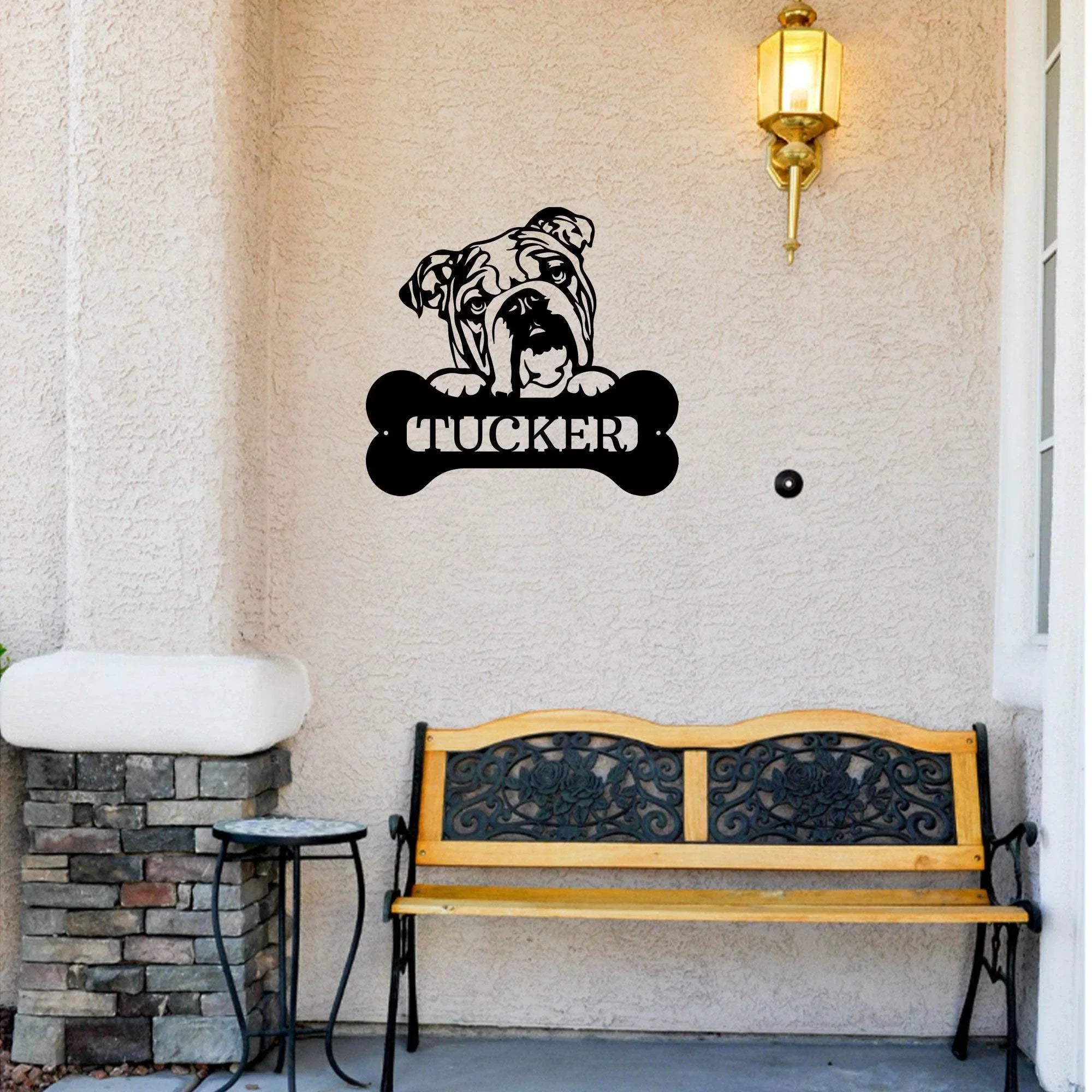 Bulldog Custom Name Metal Art Wall Sign