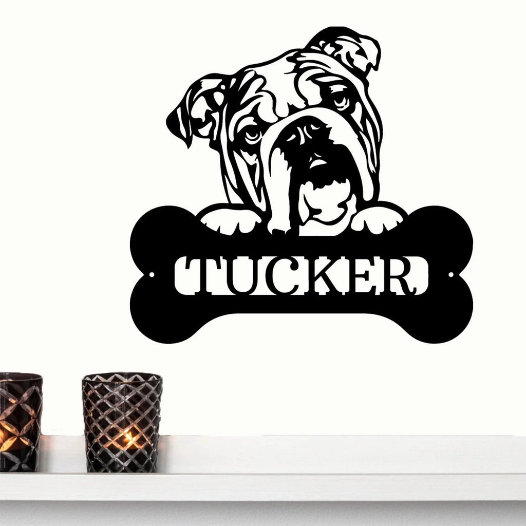 Bulldog Custom Name Metal Art Wall Sign