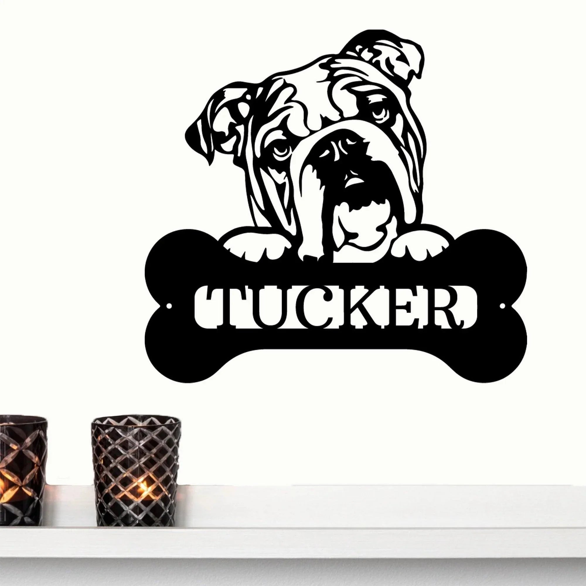 Bulldog Custom Name Metal Art Wall Sign