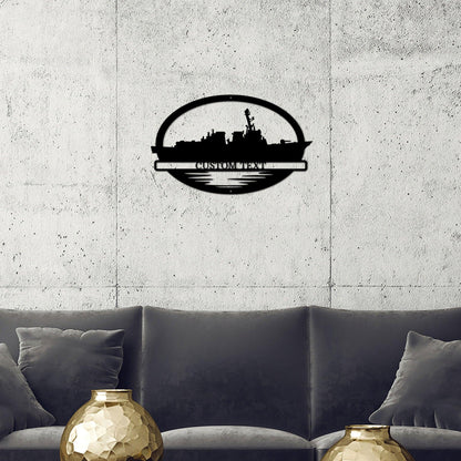 Navy Battleship USS Bulkeley Silhouette Custom Metal Art Wall Sign - Mallard Moon Gift Shop