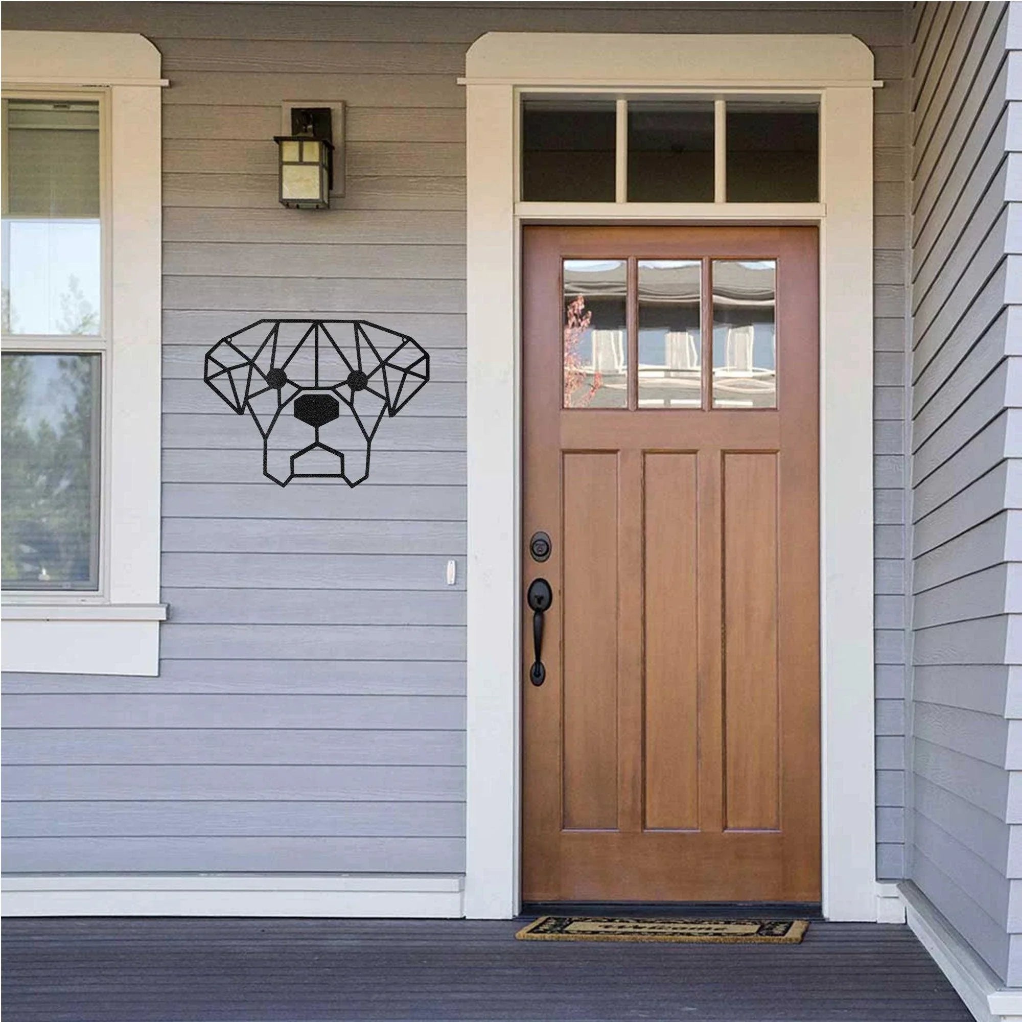 Dog Geometric Face Metal Art Wall Sign
