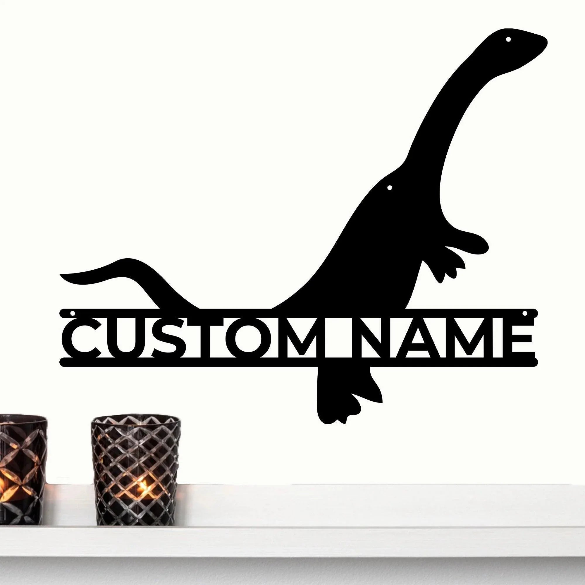 Brachiosaurus Dinosaur Custom Name Metal Wall Art