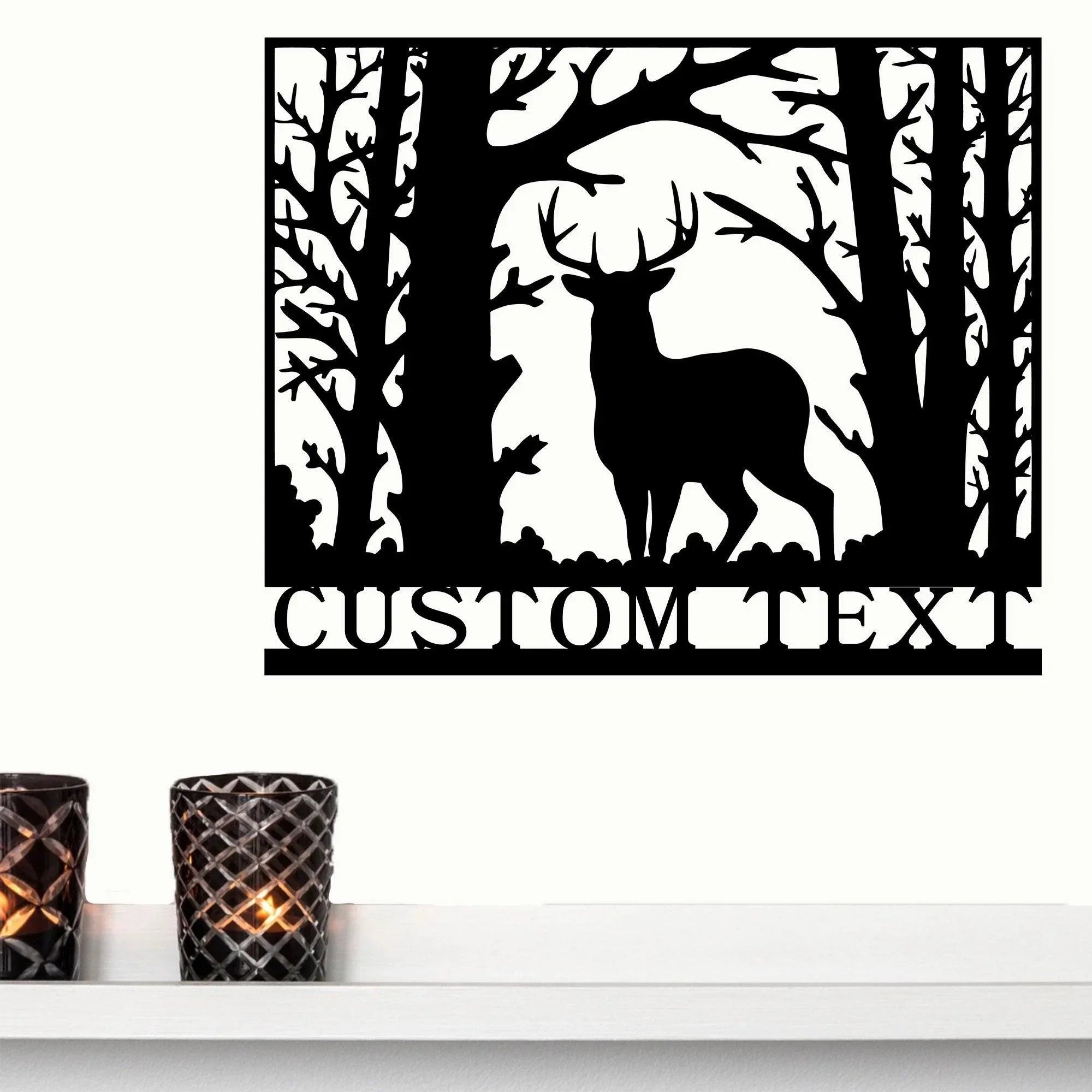 Deer in Woods Personalized Metal Art Wall Sign